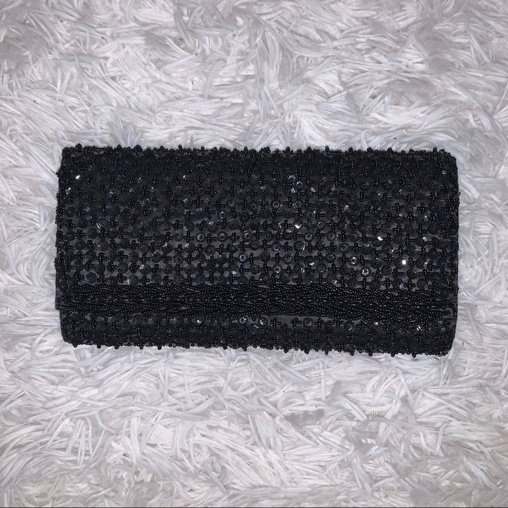 Vintage Black Beaded Clutch